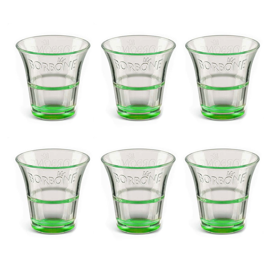 Light Green Glass Coffe Cups Caffè Borbone for Italian Esapresso