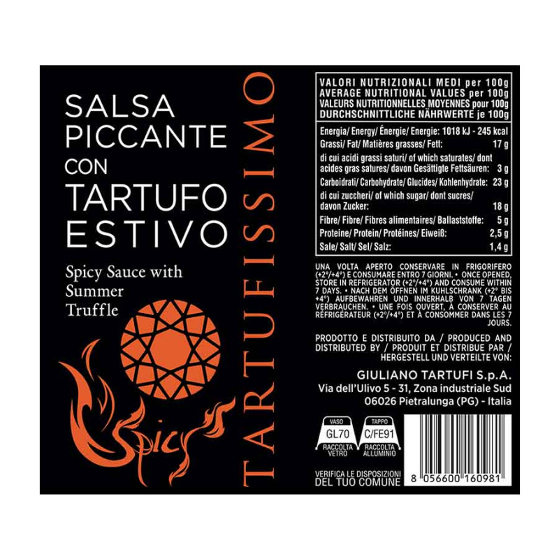 Tartufissimo Giuliano Tartufi Sauce piquante à la Truffe d
