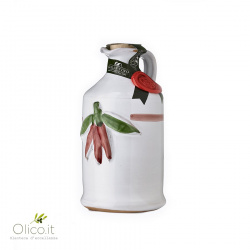 Handmade Ceramic Jar with Extra Virgin Olive Oil with Chili Pepper