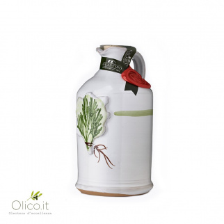 Handmade Ceramic Jar with Extra Virgin Olive Oil with rosemary