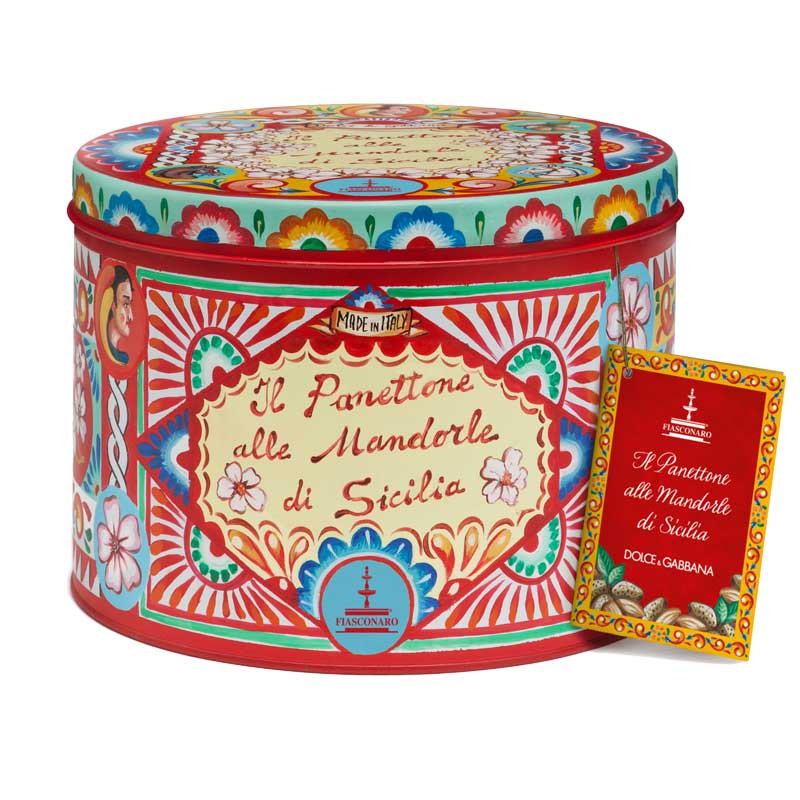 Fiasconaro Dolce e Gabbana Almond Panettone in a red tin box kg