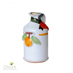 Handgemachter Keramiktopf mit nativem Olivenöl mit Orange