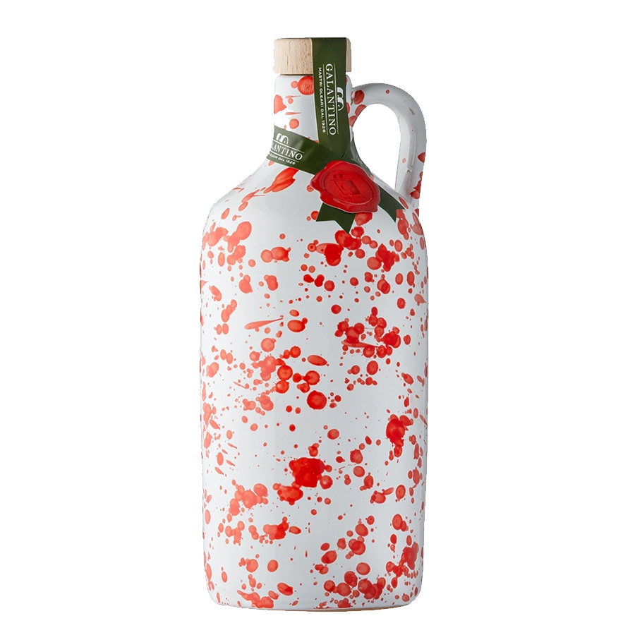 Handmade Ceramic Jar Red with Extra Virgin Olive Oil Galantino