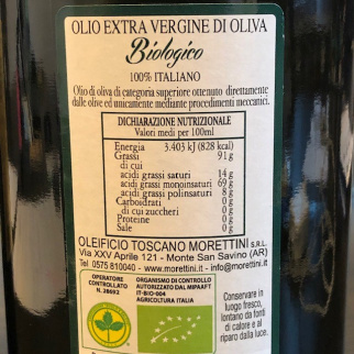 Olio Extra Vergine di Oliva Biologico "Bioliva"- Oleificio Toscano Morettini