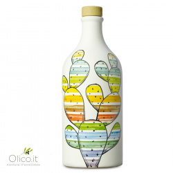Handmade Ceramic Jar "Fico d'India" with Monocultivar Peranzana Extra Virgin Olive Oil 500 ml