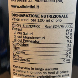 Intini Monocultivar Extra Virgin Olive Oil Coratina 500 ml