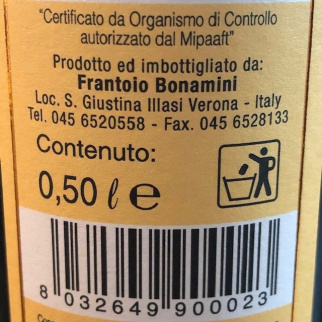 Olio Extra Vergine di Oliva Veneto Valpolicella DOP 500 ml