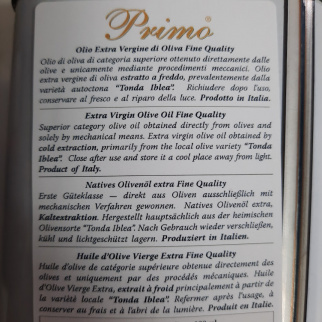 Olio Extra Vergine di Oliva Primo Fine Quality Cutrera 