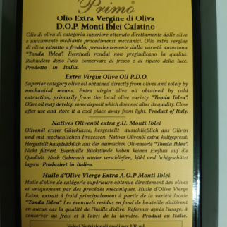 Olio Extra Vergine di Oliva Primo DOP Monti Iblei 500 ml 