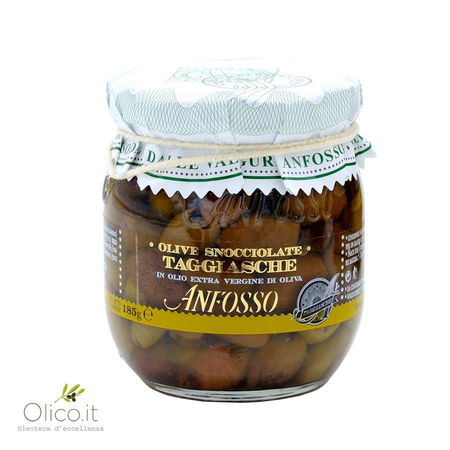 Olive Taggiasche Snocciolate In Olio Extra Vergine Di Oliva Anfosso