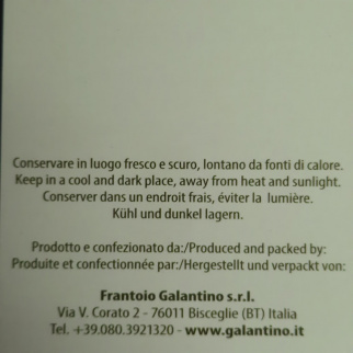 Olio Extra Vergine di Oliva Biologico Galantino