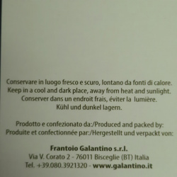 Olio Extra Vergine di Oliva Biologico Galantino