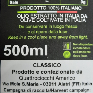 Olio Extra Vergine di Oliva Classico 500 ml x 6