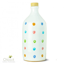 Botella de cerámica "Arcobaleno" con Aceite de oliva virgen extra Monocultivar Coratina 500 ml