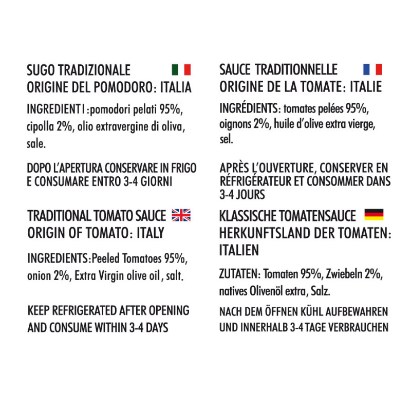 Sauce tomate 100 italien prête pour pâtes 500 gr Olio Ursini