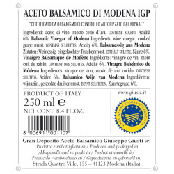 Balsamic Vinegar of Modena PGI 1 Silver Medal 250 ml