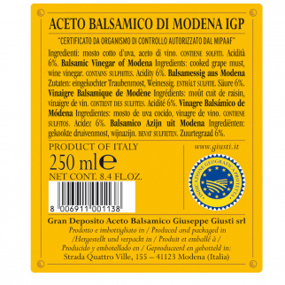 Vinaigre Balsamique de Modena IGP 4 Médailles Or "Quarto Centenario" 250 ml