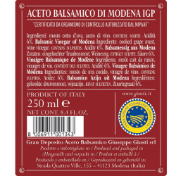  Vinagre Balsámico de Módena IGP 3 Medallas de Oro "Riccardo Giusti" 250 ml x 6