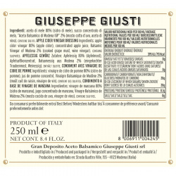 Giusti Vinegar Duo: Balsamic Vinegar of Modena PGI 2 Gold Medals 250 ml and Apple Vinegar Dressing 250 ml