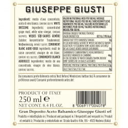 Giusti Vinegar Duo: Balsamic Vinegar of Modena PGI 1 Silver Medal and White Vinegar Dressing 250 ml x 2
