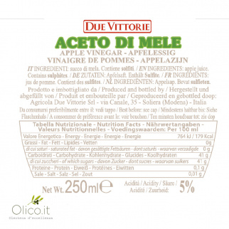 Tris Vinaigre Due Vittorie: Balsamique Oro, Blanc Dolceto et Vinaigre de Pomme vieilli 250 ml x 3