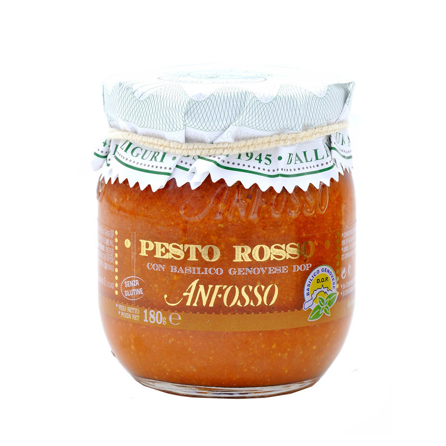 Red Pesto with Basil Genovese PDO DOP 180 gr Olio Anfosso Liguria