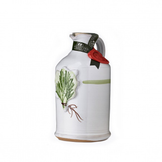 Handgemachter Keramiktopf mit nativem Olivenöl mit Rosmarin