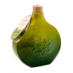 Flasque en Céramique Deruta "Green Fog" avec Huile Extra Vierge d'Olive 