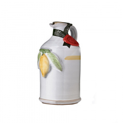 Handgemachter Keramiktonkrug mit nativem Olivenöl und Zitronen 250 ml