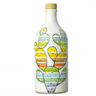 Handmade Ceramic Jar "Fico d'India" with Monocultivar Peranzana Extra Virgin Olive Oil 500 ml