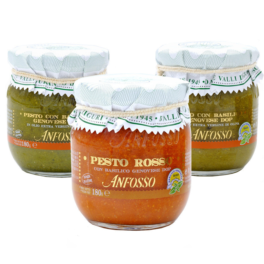 Offer Pesto Basil Genovese PDO Classic Without Garlic Red Anfosso