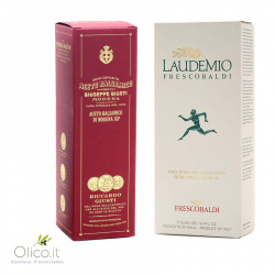 Giusti und Frescobaldi Set: Balsamico essig aus Modena IGP 3 Goldmedaillen 250 ml und Natives Olivenöl extra Laudemio 500 ml 