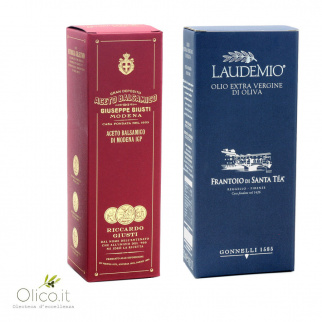 Giusti und Santa Tea Set: Balsamico essig aus Modena IGP 3 Goldmedaillen 250 ml und Natives Olivenöl extra Laudemio 500 ml 