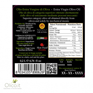 Caja de regalo Aceite de Oliva Virgen Extra Centonze: IGP Sicilia, Nocellara BIO, DOP Valle del Belice 200 ml x 3