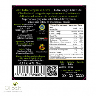 Caja de regalo Aceite de Oliva Virgen Extra Centonze: IGP Sicilia, Nocellara BIO, DOP Valle del Belice 200 ml x 3