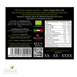 Organic Extra Virgin Olive Oil Monocultivar Nocellara del Belice 500 ml