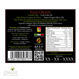 Olio Extra Vergine di Oliva Novello 2020 Ecce Oleum Centonze 500 ml