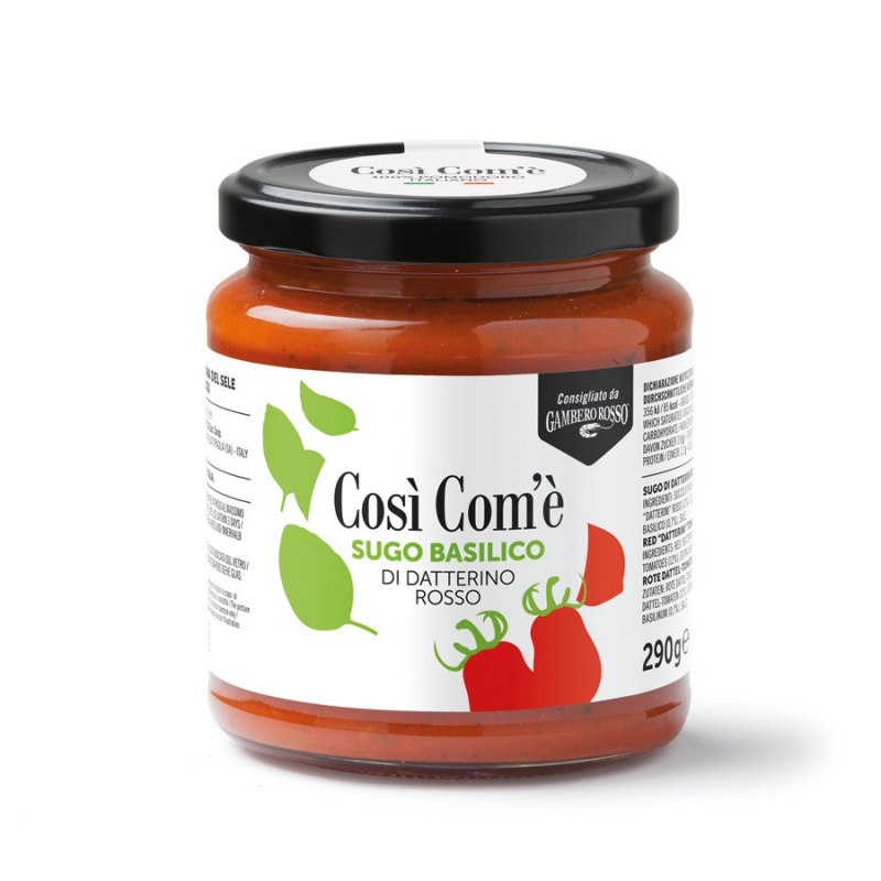 Red Datterino Tomato Sauce with Basil 290 gr