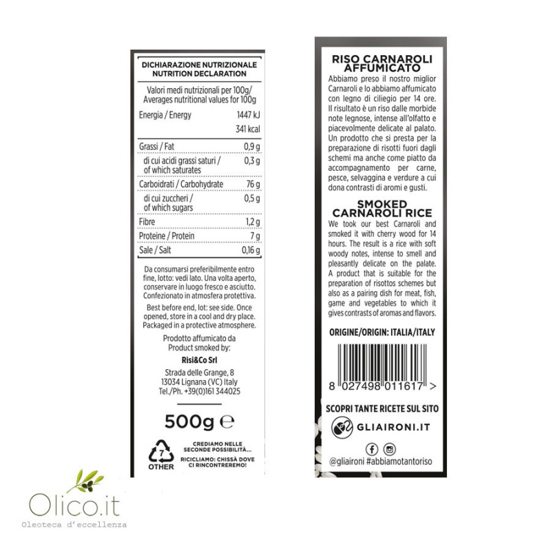 Riso Carnaroli Nebbia Affumicato gli Aironi sottovuoto 500 gr