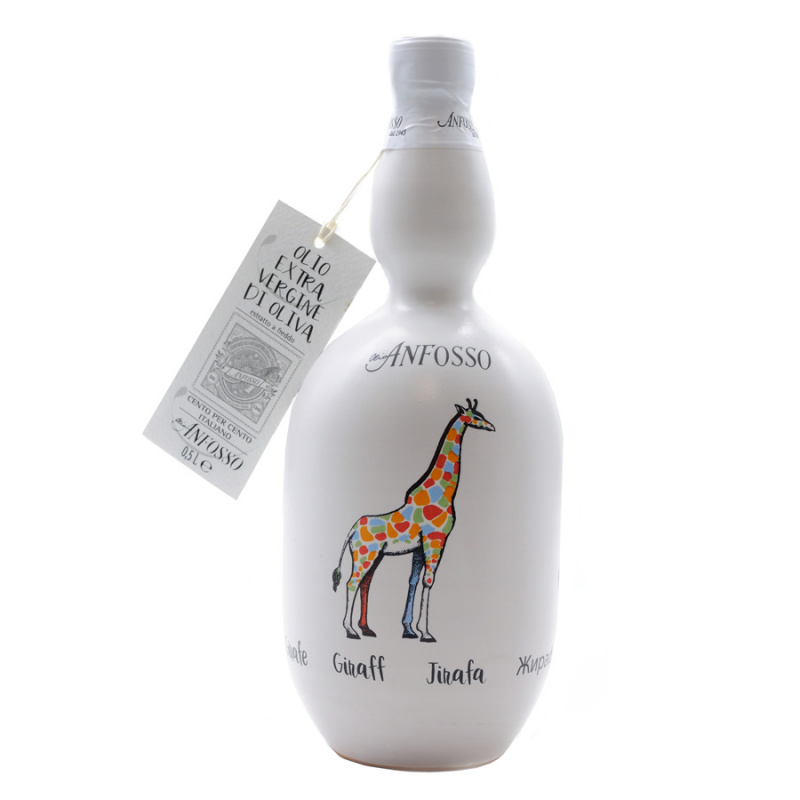 Anfosso Bouteille en céramique Girafe avec Huile d'Olive Extra Vierge
