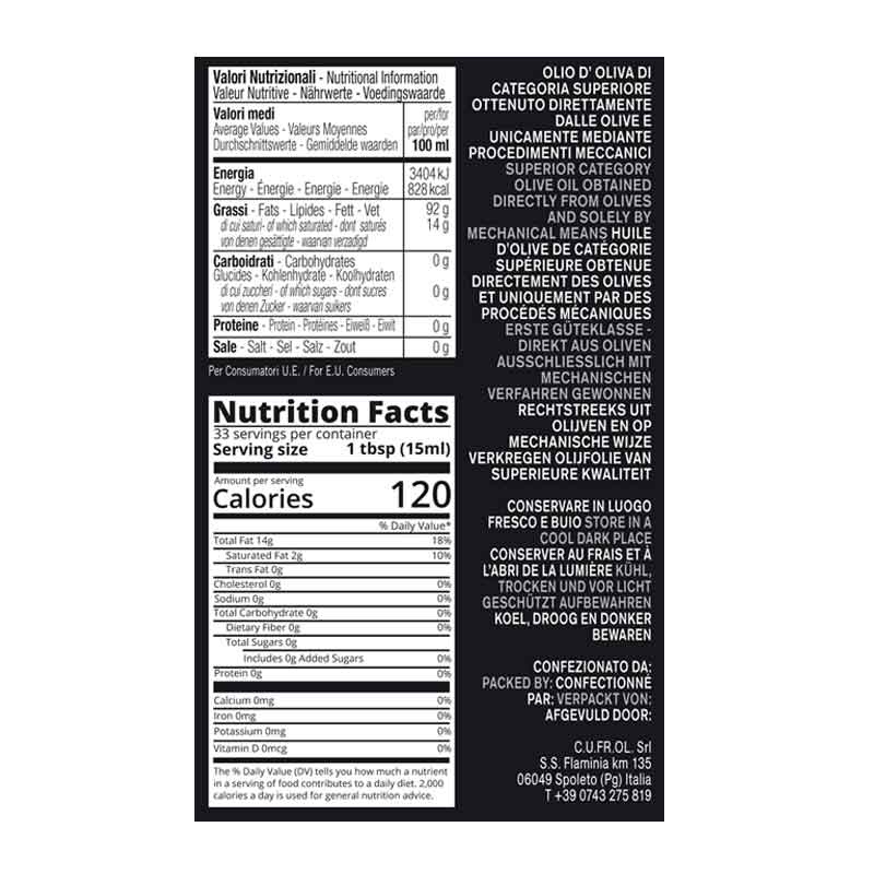 Buio Extra Virgin Olive Oil Terre Francescane Umbria 500 ml