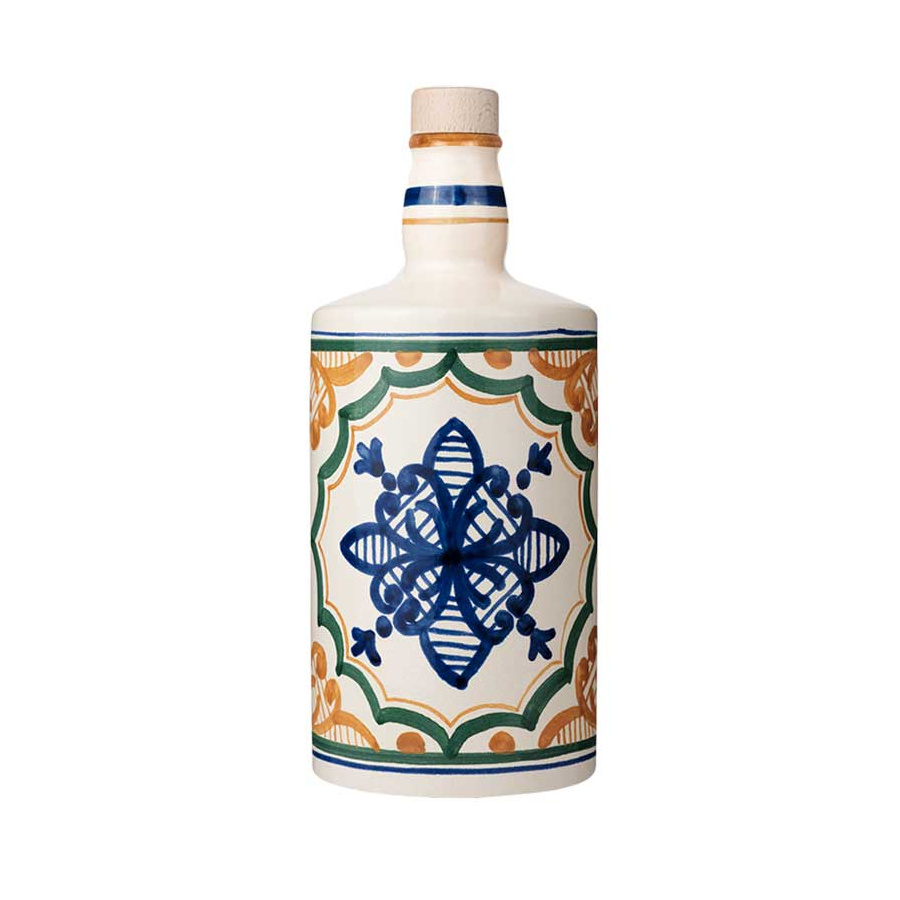Bouteille Distributeur d'huile 2 x 800ml - Porcelaine - motif fleur en bleu