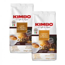 Offerta Caffè grani Kimbo Crema Classico e Crema Intensa 1 kg x 2