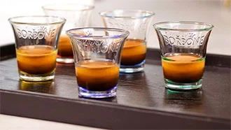 Tasse à Café en Verre Bleu Caffè Borbone pour espresso italien